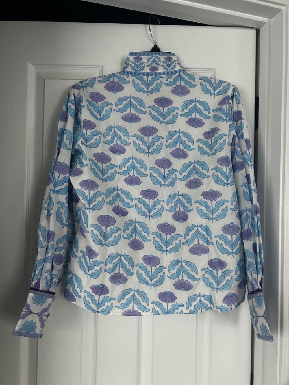 Sue Sartor Periwinkle Daisy Boxy Balloon Sleeve Top - Picture 2 of 6